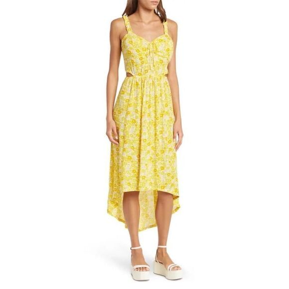 NEW RDI Printed Rayon Cut Out Dress in Maize Size S - Picture 1 of 13
